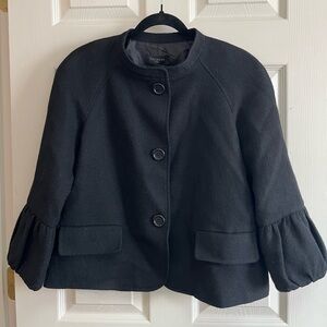 Talbots wool jacket. Textured, lined.2 pockets. Ruffle 3/4 sleeves. Size 12P NWT